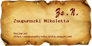 Zsupunszki Nikoletta névjegykártya